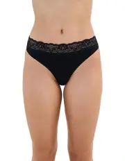 [Bendon] Cotton And Lace Thong in Black