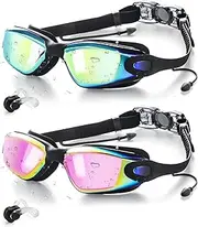 Victoper Swim Goggles 2 Pack, Anti Fog&UV Swimming Goggles for Audlt, No Leaking Swim Glasses for Men Women Youth