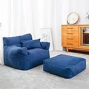 UYSOFRCV Sofa Lazy Sack - Bean Bag Chair Cover Ultra Soft Lazy Lounger (No Filler) Filler Memory Foam Lounger Seat Bean Bag Cover,Dark Blue
