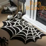 Black Spider Web Halloween Rug Bathroom Rug for Halloween Decor Spooky Gothic Ba