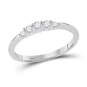 14k White Gold Round Diamond 5-stone Bridal Engagement Ring 1/4 Cttw