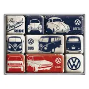 9pc Nostalgic Art VW Original Ride 2.2/4.5cm Magnet Set Kitchen Fridge Decor