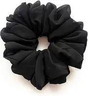 Bunch Hair Tie,1 PCS Women Chiffon Rubber Band Beautiful Hijab Scarf Hair Large Volumizing Scrunchie Head (black)