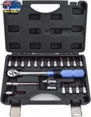 1/4" Drive Torque Wrench Set 2-24 Nm 21-Pc Dual-Direction w/Bits & Extension