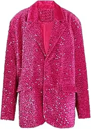 [Zadaos] Women's Sequins Big Size Shining Casual Blazer Lapel Long Sleeve Fashion Suit Jackets