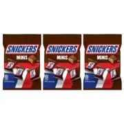 3x Snickers Minis Caramel Chocolate Peanuts 2.48 oz Each Bag NEW - 3pk