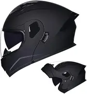 Flip Up Motorcycle Helmet Motorcycle Helmet Modular Helmet with Dual Visor Full Face Motorcycle Helmet Racing Motocross Helmets DOT/ECE Approved for Men, Women &Amp; Youth H,L=59-60CM