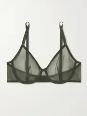 [Eres] Eres - Eden Stretch-tulle Underwired Soft-cup Bra - Green - 32B 32 B Green
