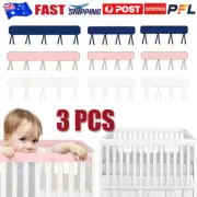 3 Pack Baby Crib Rail Cover Protector Safe Teething Guard Wrap for Standard Crib
