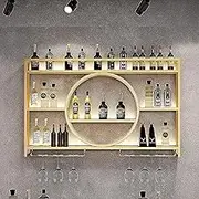 Modern Metal Wall Mounted Home Bar Unit with Champagne Stemware Glass Holder Stylish & Functional Wine Display Rack for Restaurant Kitchen and Bar Multifunctional Design for Cupboard Storage