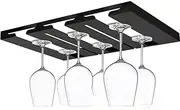 Stainless Steel 16.5 Inch Stemware Rack,Wine Glass Holder Under Shelf or Cabinet, Glassware Drying Hanger, Metal Hanging Organizer for Bar Restaurant, Matte Black, 3 Row