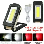 Super Bright USB Rechargeable COB LED Work Light Flashlight Folding Torch Lamp