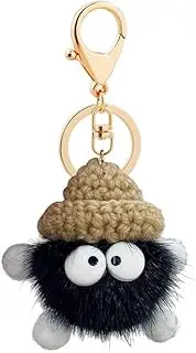 [Fuqimanman2020] Cute Plush Keychain Soft Pom Pom Fluffy Ball Woolen Weaving Keychain for Women Car Backpack Purse Accessories