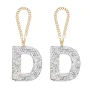 Bling Car Letter Charm Initial D Letter Hanging Ornaments for Bag White Colorful