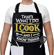 Grilling Aprons for Men, Cross Back with Large Pockets Adjustable Chef Aprons, Funny Kitchen Grill-Apron for Men, Funny Father's Day Christmas Birthday Gifts for Boyfriend Husband Dad