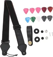 MUELODSIC 1Set Creative Cotton Guitar Strap Practical Electric Guitar Belt with Accessories Includes Strap Clips Locks and Picks for Musicians