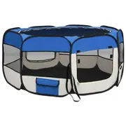 Foldable Dog Playpen With Mesh Roof Fabric Steel Frame Pet Run Cage 145x145x61cm