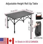 Adjustable Height Lightweight Folding Camping Table Portable Roll Up Picnic Desk
