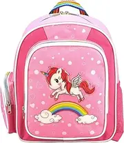 [Stefano] Children's Travel Luggage Unicorn Set Pink with Rainbow for Girls