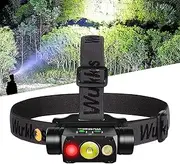 Wurkkos HD50 4000 Lumens LED Headlamp with Red Light,90CRI 5000K 6-Light Modes Magnetic Head Light with Double Electronic Switch,IP67 Waterproof Head Lamp Adjustable Headstrap for Camping Repairing