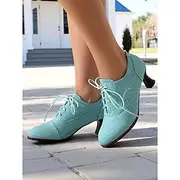 Women's 1950s Vintage Aqua Blue Lace-Up Oxford Heels with Quilted Pattern – Retro-Inspired Shoes for Office, Casual Outings, and Formal Events