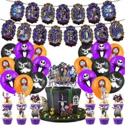 Halloween The Nightmare Before Christmas Jack Party Banners Balloons Cake Cupcake Toppers Decoration Set