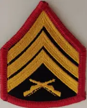 Sergeant Rank Insignia Patch SGT E-5 W/ VELCRO® Brand Fastener Black & Gold