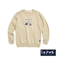 在飛比找momo購物網優惠-【EDWIN】江戶勝 男裝 鯨魚剪接厚長袖T恤(淺卡其)