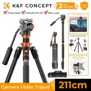 K&F Concept 83" Aluminum Camera Video Tripod Compact Tripod With Fluid Head Dslr