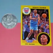 1991 DERRICK COLEMAN New Jersey Brooklyn Nets Rookie Starting Lineup card n coin