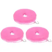 Portable Clothesline, 26.25ft Nylon Windproof Non-Slip Washing Line, Pink 3Pcs