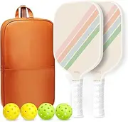 Pickleball Paddles Set of 2 - USAPA Approved Graphite Pickleball Racket, 2 Pickleball Rackets, 4 Balls and 1 Portable Carry Bag, Pink Pickle Ball Set for Men Women Beginners, Macaron Twill