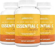 Essential C Complex - Vitamin C Food Supplement with Organic Superfoods for Immune Support - 3 Pack - 450 mg per Serving - No Synthetic Ascorbic Acid - No GMO, Fillers or Gluten