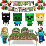 Minecraft Foil Balloons Party Suppliers Banner Tableware Kids Birthday Decortion