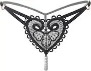 [LJGYYDS] Charm Chain Transparent Women Panties Sweet Underwear Open Crotch Thongs Embroidery Sexy Lingerie Erotic Beaded Thong Lingerie for Women
