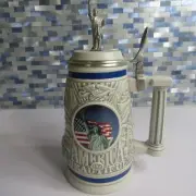 AVON"America the Beautiful" Stein 11"H Ceramic with Statue of Liberty onTop A-18