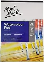 Mont Marte 180gsm German Paper 15 Sheet Watercolour Pad, A3 Size