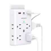 Multi Plug Outlet Extender with USB C Ports 3 Sided Power Strip with 900J Su...