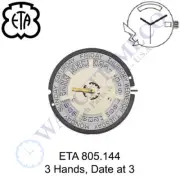 Genuine ETA 805.144 Watch Movement Swiss 3 Hands, Date at 3, Day at 12