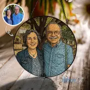 Custom Family Portrait Suncatcher, Personalized Photo Stained Glass Suncatcher