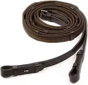 MEWATI Durable Cotton Web Reins with Leather Hand Grips for Horses