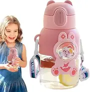 Water Cup with Straw - Cartoon Silicone Straw Leakproof Water Cup - Large Capacity Water Bottle, Easy Clean Drinking Bottle for Boys, Girls, Kids, Children