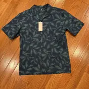 Uniqlo Men’s Open Collar Short Sleeve Camp Shirt Size XXS Leaf Print Modal NWT