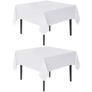 White Square Tablecloths 70x70 Inch, 2 Pack - Fabric Table Cloth for Square o...