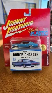 Johnny Lightning Classic Plastic #4 1966 Dodge Charger Fastback in Blue
