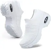 HKR Women's Walking Shoes Arch Support Non Slip Work Shoes Breathable Knit Upper Lightweight for Plantar Fasciitis