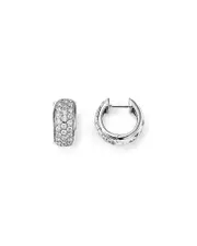 Diamond Huggie Hoop Earrings in 14K White Gold, .45 ct. t. w.