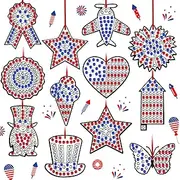 WinnerWhy 36 Sets Window Art Suncatcher Kits, Diamond Art Craft Ornament Kits with Ropes, Gem Suncatcher Kits Fun Gemstone Sun Catcher Kits, Diamond Art and Crafts Gift(Patriotic)