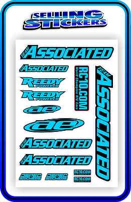TEAM ASSOCIATED RC STICKERS DECAL 1/10 1/8 TC7 CAR BUGGY OFF ROAD LIGHT BLUE B