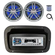 Pyle Marine Radio,Spa Bezel,Adapter,Antenna,Wire, 2x 6.5" 180W Charcoal Speaker
